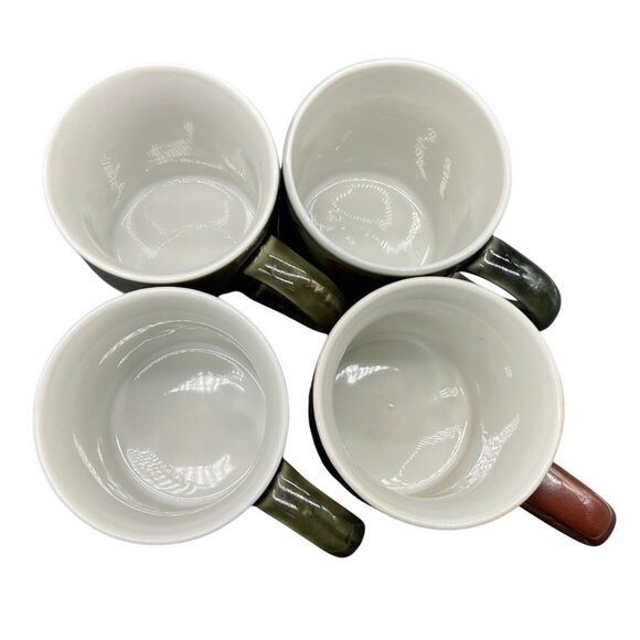 Vtg Set Of 4 MCM Ceramic Mugs Unique Abstract Designs & Earthy Tones 3.75"H - Picture 6 of 6